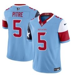 Men Houston Texans 5 Jalen Pitre Blue 2024 F U S E  V5 Limited Stitched Football Jersey