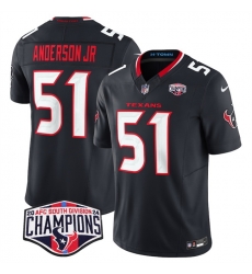 Men Houston Texans 51 Will Anderson Jr  Navy F U S E  2024 AFC South Division Champions Vapor Limited Stitched Football Jersey