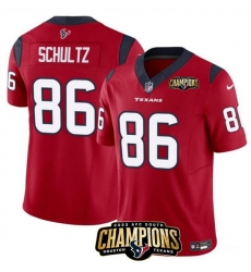 Men Houston Texans 86 Dalton Schultz Red 2023 F U S E  AFC South Champions Patch Vapor Untouchable Limited Stitched Football Jersey