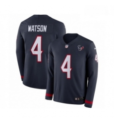 Men Nike Houston Texans 4 Deshaun Watson Limited Navy Blue Therma Long Sleeve NFL Jersey