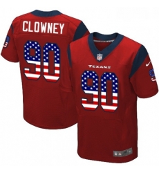 Men Nike Houston Texans 90 Jadeveon Clowney Elite Red Alternate USA Flag Fashion NFL Jersey