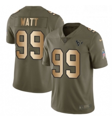 Men Nike Houston Texans 99 JJ Watt Limited OliveGold 2017 Salute to Service NFL Jersey