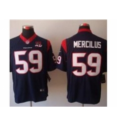 Nike Houston Texans 59 Whitney Mercilus Blue Limited W 10th Patch NFL Jersey
