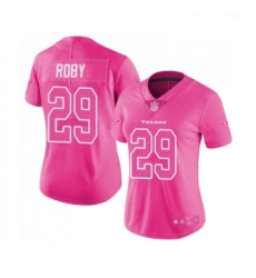 Womens Houston Texans 29 Bradley Roby Limited Pink Rush Fashion Football Jersey