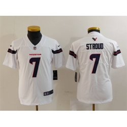 Youth Houston Texans 7 C J  Stroud White Vapor Untouchable Limited Stitched Jersey