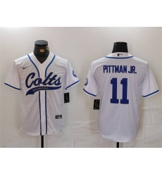 Men Indianapolis Colts 11 Michael Pittman Jr  White Cool Base Stitched Baseball Jersey