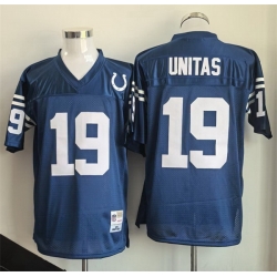 Men Indianapolis Colts 19 Johnny Unitas Blue Throwback Stitched Football Jersey