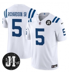 Men Indianapolis Colts 5 Anthony Richardson White 2025 F U S E Jim Irsay Patch Vapor Limited Stitched Football Jersey Men Indianapolis Colts 5 Anthony Richardson White 2025 F U S E Jim Irsay Patch Vapor Limited Stitched Football Jersey