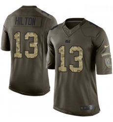Men Nike Indianapolis Colts 13 TY Hilton Elite Green Salute to Service NFL Jersey