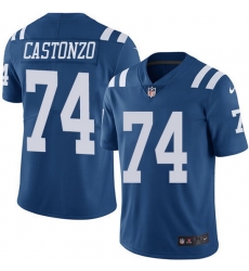 Nike Colts 74 Anthony Castonzo Royal Blue Men Stitched NFL Limited Rush Jersey