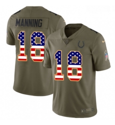 Youth Nike Indianapolis Colts 18 Peyton Manning Limited OliveUSA Flag 2017 Salute to Service NFL Jersey