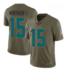 Jaguars 15 Gardner Minshew II Olive Men Stitched Football Limited 2017 Salute To Service Jersey