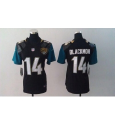 Nike Jaguars #14 Justin Blackmon Black Team Color Women Stitched Jersey