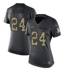 Nike Jaguars #24 T J  Yeldon Black Womens Stitched NFL Limited 2016 Salute to Service Jersey