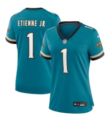 Women Jacksonville Jaguars 1 Travis Etienne JR Teal 2024 Prowler Throwback Vapor Limited Stitched Football Jersey