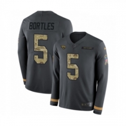 Youth Nike Jacksonville Jaguars 5 Blake Bortles Limited Black Salute to Service Therma Long Sleeve NFL Jersey