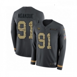 Youth Nike Jacksonville Jaguars 91 Yannick Ngakoue Limited Black Salute to Service Therma Long Sleeve NFL Jersey