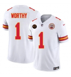 Men Kansas City Chiefs 1 Xavier Worthy White 2025 F U S E John Madden Patch Vapor Untouchable Limited Stitched Football Jersey Men Kansas City Chiefs 1 Xavier Worthy White 2025 F U S E John Madden Patch Vapor Untouchable Limited Stitched Football Jersey