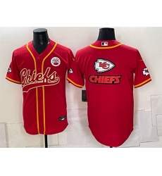 Men Kansas City Chiefs Red Gold Team Big Logo With Patch Cool Base Stitched Baseball Jerseys