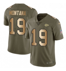 Men Nike Kansas City Chiefs 19 Joe Montana Limited OliveGold 2017 Salute to Service NFL Jersey