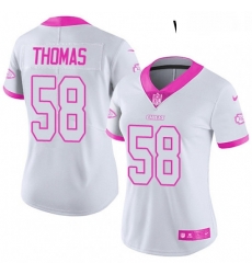 Womens Nike Kansas City Chiefs 58 Derrick Thomas Limited WhitePink Rush Fashion NFL Jersey