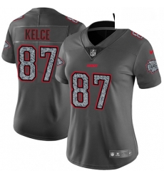 Womens Nike Kansas City Chiefs 87 Travis Kelce Gray Static Vapor Untouchable Limited NFL Jersey