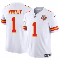 Youth Kansas City Chiefs 1 Xavier Worthy White 2023 F U S E Vapor Untouchable Limited Stitched Football Jersey