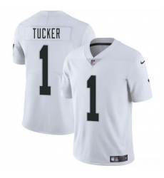 Men Las Vegas Raiders 1 Tre Tucker White 2025 Vapor Stitched Football Jersey