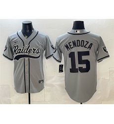 Men Las Vegas Raiders  15 Fernando Mendoza Grey Cool Base Stitched Baseball Jersey