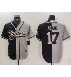 Men Las Vegas Raiders 17 Davante Adams Grey Black Split Cool Base Stitched Baseball Jersey