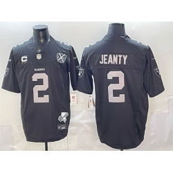Men Las Vegas Raiders 2 Ashton Jeanty Black 2025 Draft F U S E  With 4 Star C Patch Nevada Silver Stat Patch And 65th Anniversary Patch Stitched Football J