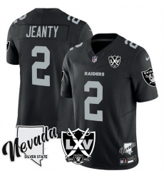 Men Las Vegas Raiders 2 Ashton Jeanty Black 2025 Draft F U S E With Nevada Silver Stat Patch And 65th Anniversary Patch Stitched Football Jersey Men Las Vegas Raiders 2 Ashton Jeanty Black 2025 Draft F U S E With Nevada Silver Stat Patch And 65th Anniversary Patch Stitched Football Jersey