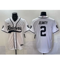 Men Las Vegas Raiders 2 Ashton Jeanty White Cool Base Stitched Baseball Jersey