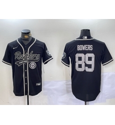 Men Las Vegas Raiders 89 Brock Bowers Black Cool Base Stitched Baseball Jersey 7