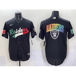Men Las Vegas Raiders Team Big Logo Black Mexico Cool Base Stitched Baseball Jersey 1
