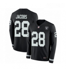 Mens Oakland Raiders 28 Josh Jacobs Limited Black Therma Long Sleeve Football Jersey