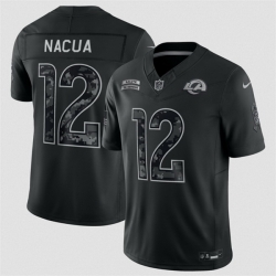 Men Los Angeles Rams  12 Puka Nacua Black F U S E  2026 Salute to Service Limited Stitched Football Jersey