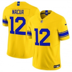 Men Los Angeles Rams  12 Puka Nacua Gold Classic Sol 2026 F U S E  Vapor Limited Stitched Football Jersey