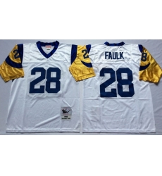 Men Los Angeles Rams 28 Marshall Faulk White M&N Throwback Jersey