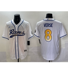 Men Los Angeles Rams 8 Jared Verse White Cool Base Stitched Baseball Jersey