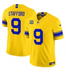 Men Los Angeles Rams 9 Matthew Stafford Gold Classic Sol 2026 F U S E 4 Star C Patch Vapor Limited Stitched Football Jersey Men Los Angeles Rams 9 Matthew Stafford Gold Classic Sol 2026 F U S E 4 Star C Patch Vapor Limited Stitched Football Jersey