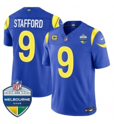 Men Los Angeles Rams 9 Matthew Stafford Royal 2026 F U S E 4 Star C Patch And Melbourne Game Patch Vapor Limited Stitched Football Jersey Men Los Angeles Rams 9 Matthew Stafford Royal 2026 F U S E 4 Star C Patch And Melbourne Game Patch Vapor Limited Stitched Football Jersey