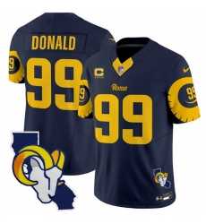 Men Los Angeles Rams 99 Aaron Donald Navy 2025 4 Star C Patch F U S E  V2 Limited Stitched Football Jersey