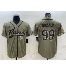 Men Los Angeles Rams 99 Aaron Donald Olive 2022 Salute To Service Cool Base Stitched Baseball Jersey