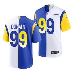 Men Los Angeles Rams 99 Aaron Donald Royal White Split Stitched Football Jerse