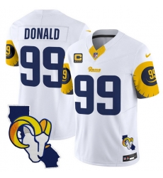 Men Los Angeles Rams 99 Aaron Donald White 2025 4 Star C Patch F U S E  V2 Limited Stitched Football Jersey