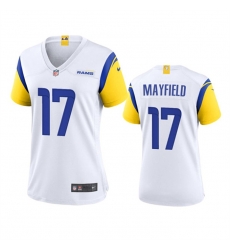 Women Los Angeles Rams 17 Baker Mayfield White Stitched Game Jersey