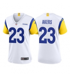 Women Los Angeles Rams 23 Cam Akers White Vapor Untouchable Limited Stitched Jersey