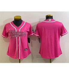 Women Los Angeles Rams Blank Pink With Patch Cool Base Stitched Baseball Jersey