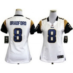 Women Nike St. Louis Rams 8# Sam Bradford White Nike NFL Jerseys